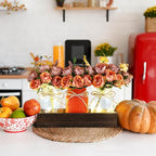 VAIPI Fall Decor Mason Jar Centerpiece Table Decorations with 3 Jar Flowers String Lights and Wooden Tray Fall Decorations for Home Dining Room Farmhouse Autumn Wedding Kitchen Living Room Bathroom