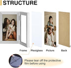 decorUhome Double 5x7 Picture Frame Vertical, Engineered Wood Bifold Photo Frame with Plexiglass for Tabletop Display, 5x7, Silver