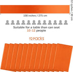 Aneco 12 Pack Satin Table Runner 12 x 108 Inch Orange Long Wedding Satin Silk Table Runner for Wedding Banquet Graduations Birthday Party Decoration