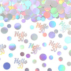 Hello 50 Birthday Confetti for Table Iridescent Circle Happy 50th Birthday Party Decorations for Women Fifty Years Old Birthday Tables Scatter Party Confetti Wedding Anniversary Decor 300PC