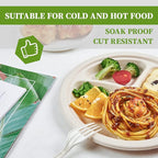 ECOLipak 125 Pack Compostable 3 Compartment Plates, 8.85 inch Heavy-Duty Disposable Paper Plates, Eco-Friendly Biodegradable Sugarcane Bagasse Divided Plate for Dinner