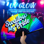 SYNTECSO Folding Hand Fan for Rave, Popping Fan for Line Dancing, Drag Queen, Women and Men Gift，Chinese Japanese UV Glow Clack Fan for Parties, Music Festivals, EDM and Decoration