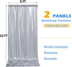 10ft x 10ft Silver Sequin Backdrop Curtain for Parties, Wrinkle Free Thick Glitter Photo Backdrop Drapes 2 Panels 5x10FT Back Drop Cloth Shiny Fabric for Wedding Birthday Photography Background