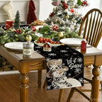 Artoid Mode Black Snowman Snowflake Let it Snow 2PCS Winter Table Runner, Christmas Kitchen Dining Table Decoration for Home Party Decor 13x72 Inch