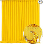 10 x 10 Feet Yellow Backdrop Curtain for Partie, Background Curtains for Photoshoot, Birthday, Wedding, Halloween, Thanksgiving, Christmas Day, New Year Party Decorations 5Ft x 10Ft, 2 Panels
