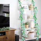 6.5Ft Artificial Blue Flower Garland Fake Daisy Floral Garland Hanging Flowers Silk Vines with Green Leaves for Backdrop Arch Wall Home Indoor Tiffany Blue Wedding Decor