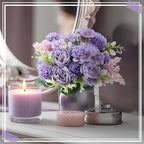 Zeyune 8 Pcs Wedding Silk Flowers Fake Silk Flowers Faux Bouquet Hydrangea Bouquets for Wedding Birthday Party Table Centerpieces Home Decoration(Purple,Peony)