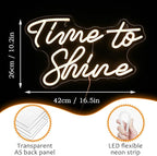Time To Shine Neon Sign Warm White Led Sign Neon Lights for Lover Dimmable Letter Light Up Sign USB Powered with Switch Neon Signs for Bedroom Wall Decor Party Wedding Church（16.5’’X10.2’’）
