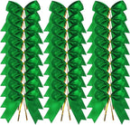 50pcs 3-1/2" Green Twist Ties Satin Green Bows with Twist Tie Bows Fish Tail Cutting(Green)