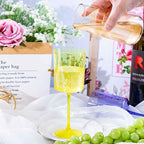 Ciaell 4 Pack Plastic Wine Glasses - 10 Oz Plastic Wine Glasses with Stem - Disposable Wine Glasses Perfect for Parties & Weddings & Poolside & Outdoors & Camping(Pink Green Purple Yellow)