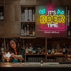Beer Neon Sign for Wall Decor, Neon Lights Bar Sign for Home Bar Pub Home Party Man Cave Club, IT'S BEER TIME Neon Light Dimmable Decoration USB Powered with Switch