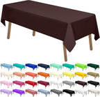 Brown Plastic Tablecloths 2 Pack Disposable Table Covers 54 x 108 Inch Party Tablecovers PEVA Coffee Table Cloths for BBQ Picnic Birthday Wedding Parties 8 ft Rectangle Table Use
