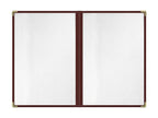 Goodsmart Restaurant Menu Covers – 25 Pack Burgundy 4-View 8.5" x 14", Side-Loading Vinyl & Plastic Menu Holders, Clear Menu Sleeves, Leather-Style Café Covers with Gold Corners