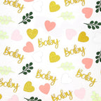 200PC Greenery Baby Shower Confetti Pink and Sage Green Baby Shower Decorations for Girl Eucalyptus Hearts Table Scatters for Its a Girl Party Decor Supplies