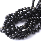 Gold Obsidian Stone Beads for Jewelry Making DIY Craft Gemstone Beads Kit (8mm, 45pcs) Cosmic Crystal Pebbles for Bracelets, Necklaces, Home Decor