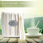 500Pcs Bamboo Coffee Stirrers Individually Wrapped – Coffee Stir Sticks 5.5 Inch, Stir Sticks For Coffee Bar, Disposable Stir Sticks for Coffee and Cocktail