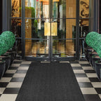 House, Home and More Indoor Outdoor Double-Ribbed Carpet Runner with Skid-Resistant Rubber Backing - Smokey Black - 4 Feet x 10 Feet