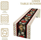 Christmas Table Runner, Xmas Holiday Seasonal Winter Table Cloth Kitchen Dining Table Decoration for Home Party Decor 13x60 Inch