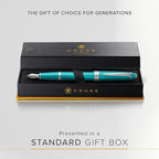 Cross Bailey Light Refillable Fountain Presented in a Everyday Gift Box - Medium Point, Black Ink, Polished Teal