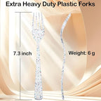 Supernal 360pcs Glitter Disposable Plastic Forks,Plastic Silverware Heavy Duty,Clear Plastic Forks,Glitter Disposable Cutlery for Birthdays, Parties, Bridal Shower and Weddings