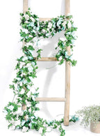 Miracliy 9Pcs 74FT Blue and White Flower Garland Artificial Rose Arch Vines Fake Spring Floral Garland for Flower Wall Backdrop Wedding Mothers Day Garden Tea Party Decoration