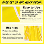 3 Pack 29 x108 Inch Macaron Yellow Foil Fringe Table Skirts Metallic Banner for Tinsel Streamer Garland Backdrop for Parade Floats Mother's Day, Graduate, Birthday, Wedding Party Decoration