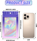 Funfery 100 Pack Holographic Bags,Mylar Resealable Bag with Zipper,Clear Window Packaging Pouch,Foil Bags for Food Storage,Sample Jewelry Baggies(4×6in,Purple Pink)