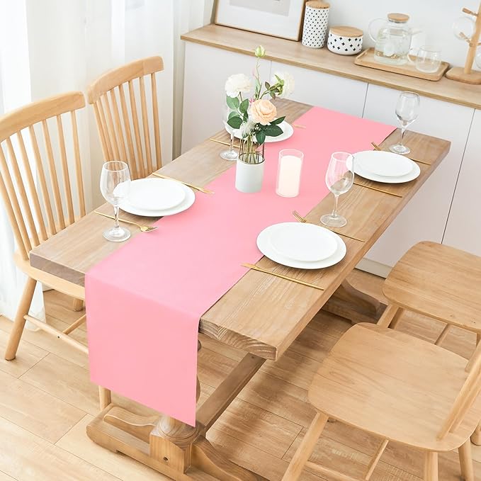 2 Pack Pink Table Runner 12 x 60 Inch Solid Color Farmhouse Runners Coffee Table Dresser for Daily Party Home Decoration