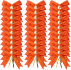 50pcs 3-1/2" Orange Twist Ties Satin Bows in Pumpkin Color Twist Tie Bows for Thanks Giving Halloween Wrapping Fish Tail Cutting(Orange)