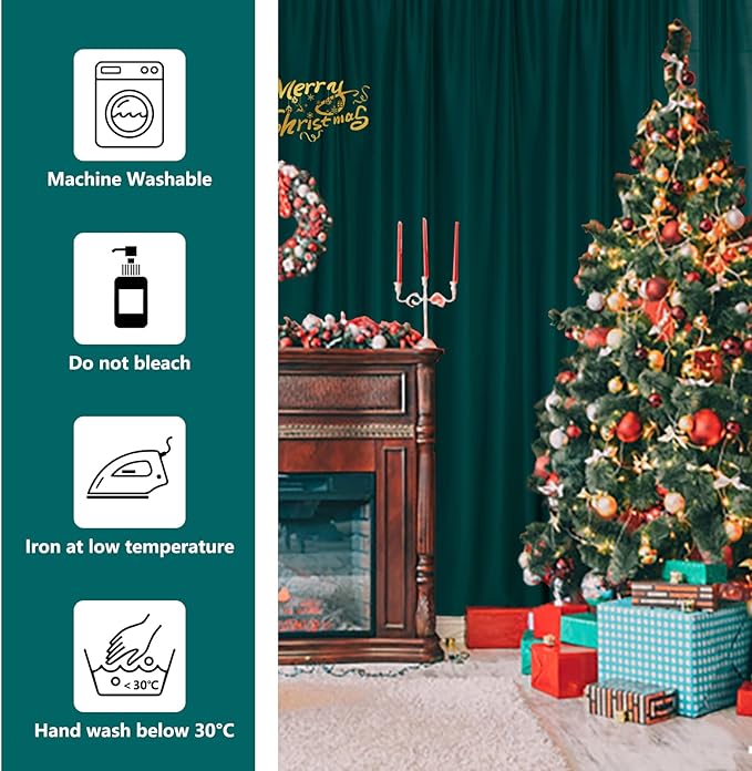MYSKY HOME 10ft x 10ft Curtains Hunter Green Backdrop Curtains for Parties Wedding Stage Curtains Rod Pocket Sliding Drapes Backdrop Curtain for Baby Showers, Birthday, 5ft x 10ft, 2 Panels