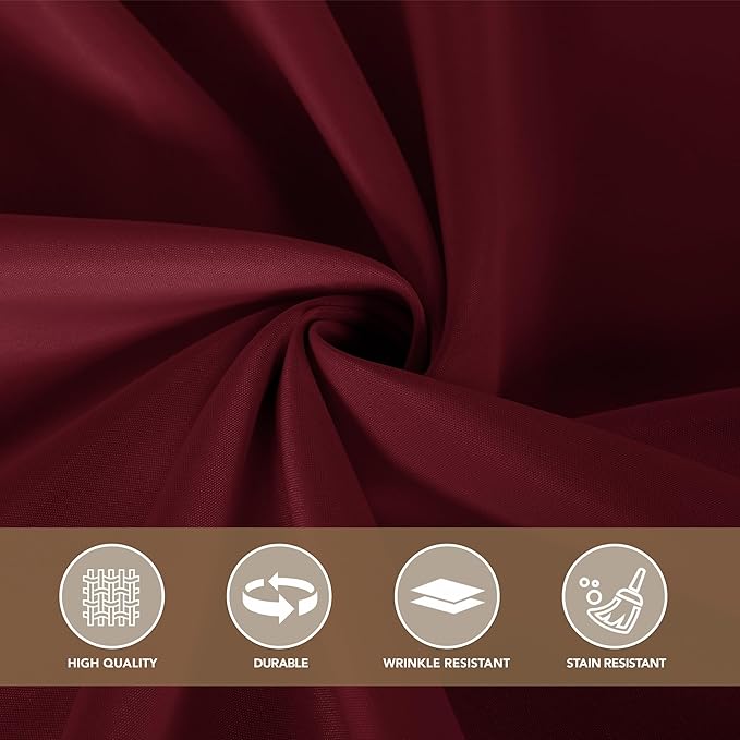 sancua Square Tablecloths 54x54 Inch Burgundy - Fabric Table Cloth for Square or Round Tables, Washable Polyester Table Cover for Christmas Dinner, Holiday Party, Decorative Display Tables