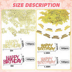 560 PCS Glitter Happy Birthday Confetti, Rose Gold Table Decorations, Iridescent Metallic Foil for DIY Crafts Festive Table Decoration