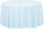 LTC LINENS Baby Blue Tablecloth 120 in Round for 60 Inch Circular Table - Washable, Wrinkle Resistant Polyester Fabric Cloth for Baby Shower, Wedding