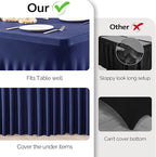 Wish Care 6 Pack Navy Blue Spandex Table Clothes for 8 Foot Rectangle Tables, 8FT Wrinkle Free Fitted Tablecloths Ruffles Design Table Cover for Party, Banquet, Wedding and Events