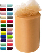 Gold Tulle Fabric Rolls 6 Inch by 100 Yards (300 feet) Fabric Spool Tulle Ribbon for DIY Gold Tutu Bow Baby Shower Birthday Party Wedding Decorations Christmas Craft Supplies