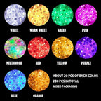 Aogist 200pcs 10-Colors Mini Lights with Hook,Long Standby Time Waterproof LED Balloon Light,Battery Powered,Ball Lamp for Balloon Paper Lantern Birthday Party Christmas Halloween