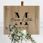 Andaz Press Large Wooden Welcome Sign for Wedding, Rustic Welcome Sign 16" x 20" Custom Monogram, Names & Date Fall Woodland Wedding Signage English Oak MDF Wood Finish Reception Indoor Outdoor Signs