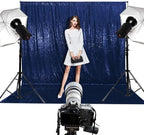 Poise3EHome 10Ft x 10Ft Navy Blue Sequin Backdrop Curtain, Glitter Thick Satin Sequin Background Drapes, Opaque Sparkly Backdrop Curtain, Sequin Backdrop for Xmas Thanksgiving Wedding Party Decor