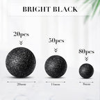 150 Pieces Vase Filler Faux Pearls Vase Makeup Beads No Hole Gloss Bead Mixed Sizes Round Pearl for Home Party Wedding Decor, 8/14/20 mm(Glitter Black)