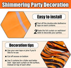 6 Pack Black Orange Foil Fringe Curtain Backdrop, 3.28Ft x 8.2Ft Metallic Tinsel Foil Fringe Streamer Curtains for Photo Booth, Birthday, Wedding, New Year Party Decorations