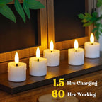 Rechargeable Flameless 1.6" x2.5" Tea Light Candles with Remote & Type-C Charging Cable, Timer LED Flickering White Plastic 6pcs Mini Dripping Wax Votive Tealight Candles