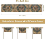 Boho Bohemia Style Table Runner, Country Rustic Farmhouse Vintahe Colorful Geometry Print Table Runner for Home Kitchen Dinner Party Holiday Decor, 13x120inch