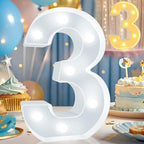 Pooqla LED Light Up Numbers, Warm White and Cool White Decorative Lighted Marquee Numbers, Light Up Numbers for Boys Girls Party, Wedding, Bar, Night Light, Room Decor, Birthday Decoration, Number 3