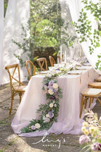 Ling's Moment Flower Garland - 6FT Eucalyptus & Rose - Sweetheart Table Decor for Wedding Reception, Artificial Floral Garland for Mantle, Thanksgiving, Christmas Decoration, Lilac & Lavender