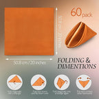 Manyshofu 60 Pieces Terracotta Satin Napkins - 20x20 Inches Cloth Napkins, Square Satin Fabric Napkins Set - Soft & Reusable Table Napkins for Wedding Dinner Party Lunch
