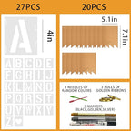 20 PCS Custom Banner Set DIY Blank Flags with Letter Stencil Markers Ribbon Personalized Painting Banner for Party Birthday