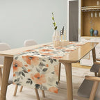 Floral Fall Table Runner, Rustic Watercolor Orange Flowers Seasonal Summer Autumn Table Runner for Kitchen Dinning Table Runner Decor Home Wedding Party Holiday, 13x108 Inch