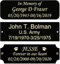 3" W x 1" H Personalized Custom Engraved Solid Brass Plate Frame Name Label Art Tag for Frames with Adhesive Backing or Screws Black
