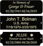 3" W x 1" H Personalized Custom Engraved Solid Brass Plate Frame Name Label Art Tag for Frames with Adhesive Backing or Screws Black