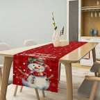 Christmas Table Runner,Christmas Snowman Snowflakes Winter Seasonal Table Cloth Kitchen Dining Table Decoration for Home Party Decor 13x60 Inch